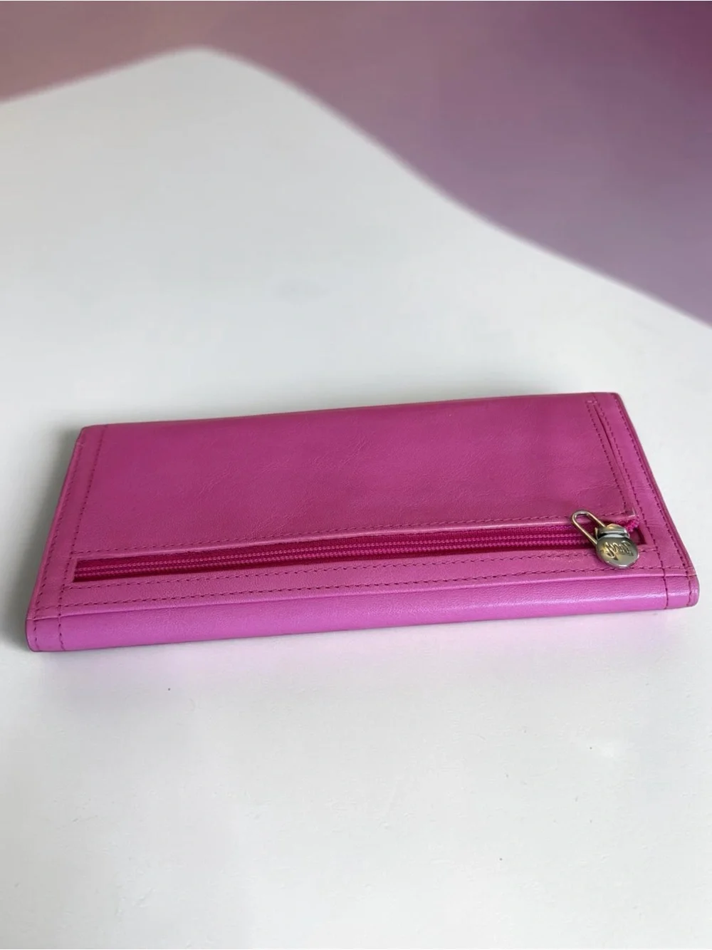 Vintage Monsac Hot Pink Lime Green Leather Tri Fold Wallet Colorblock Y2K Retro